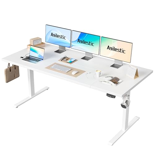 Agliestic Ergonomischer Höhenverstellbarer Steh-Sitz-Schreibtisch 160x80cm Doppelmotor Memory-Steuerung Homeoffice