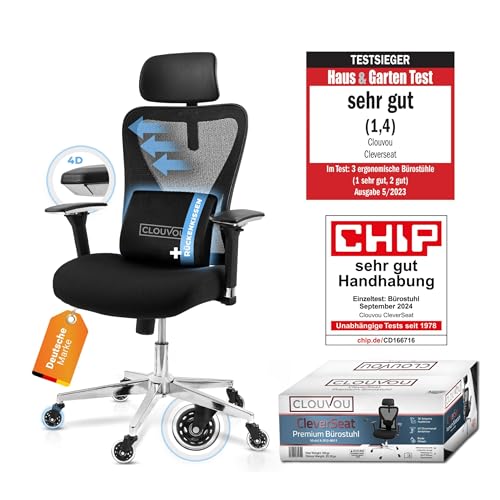 CLOUVOU MasterSeat Ergonomischer Bürostuhl: Testsieger, Individuell Anpassbar, Home Office & Gaming Stuhl