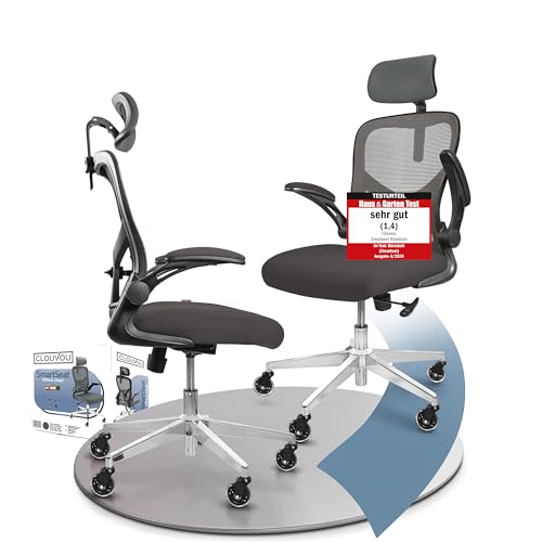 CLOUVOU PowerSeat Testsieger Ergonomischer Bürostuhl – Voll Anpassbar, Gaming, 200 kg