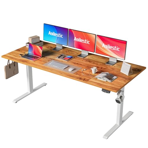 Agliestic Ergonomischer Höhenverstellbarer Steh-Sitz-Schreibtisch 160x80cm Doppelmotor Memory-Steuerung Homeoffice