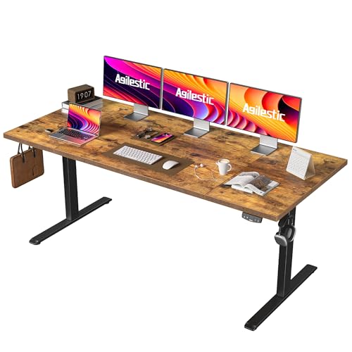 Agliestic Ergonomischer Höhenverstellbarer Steh-Sitz-Schreibtisch 160x80cm Doppelmotor Memory-Steuerung Homeoffice