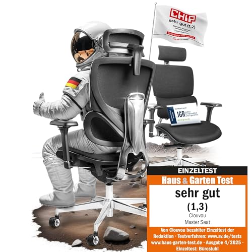 CLOUVOU MasterSeat Ergonomischer Bürostuhl: Testsieger, Individuell Anpassbar, Home Office & Gaming Stuhl