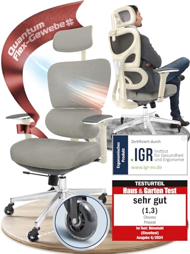 CLOUVOU PowerSeat Testsieger Ergonomischer Bürostuhl – Voll Anpassbar, Gaming, 200 kg