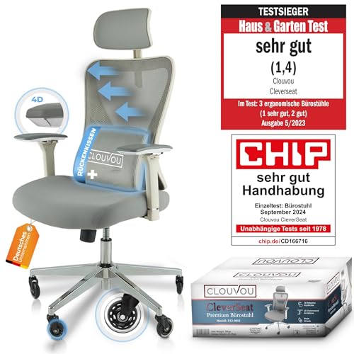 CLOUVOU MasterSeat Ergonomischer Bürostuhl: Testsieger, Individuell Anpassbar, Home Office & Gaming Stuhl