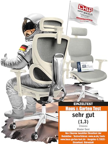 CLOUVOU PowerSeat Testsieger Ergonomischer Bürostuhl – Voll Anpassbar, Gaming, 200 kg