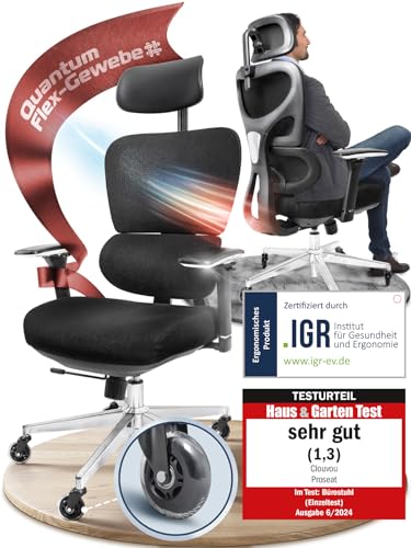 CLOUVOU MasterSeat Ergonomischer Bürostuhl: Testsieger, Individuell Anpassbar, Home Office & Gaming Stuhl