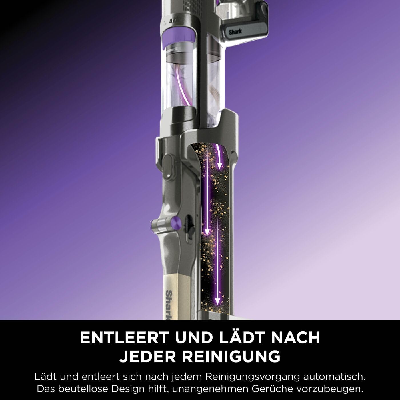 Shark PowerDetect Akku-Staubsauger: Auto-Entleerung, DuoClean Detect, Anti-Hair Wrap, Geruchsschutz, Grau