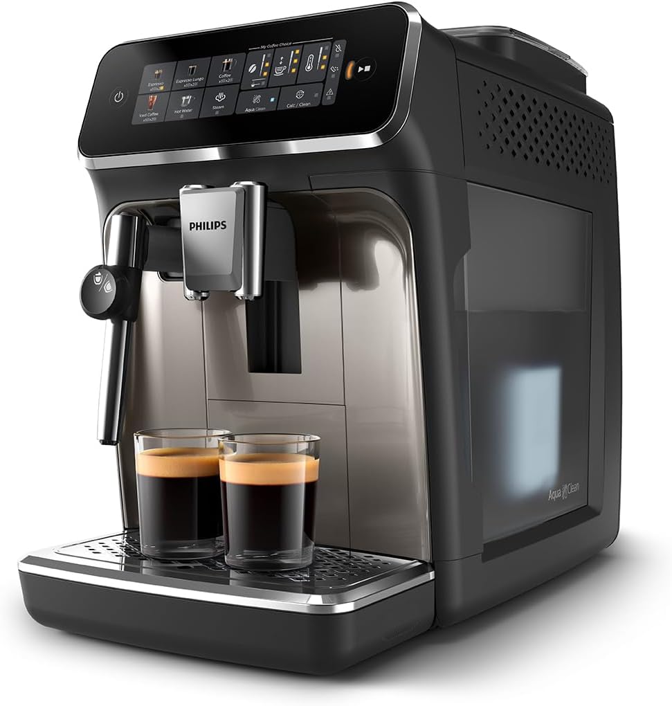 Philips 3300 Serie Kaffeevollautomat: 5 Getränke, Intuitive Touch-Bedienung, SilentBrew, Keramikmahlwerk, AquaClean