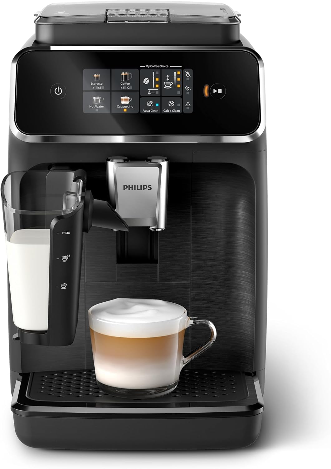 Philips 2300 Kaffeevollautomat: 4 Getränke, LatteGo, SilentBrew, Keramikmahlwerk, AquaClean Mattschwarz