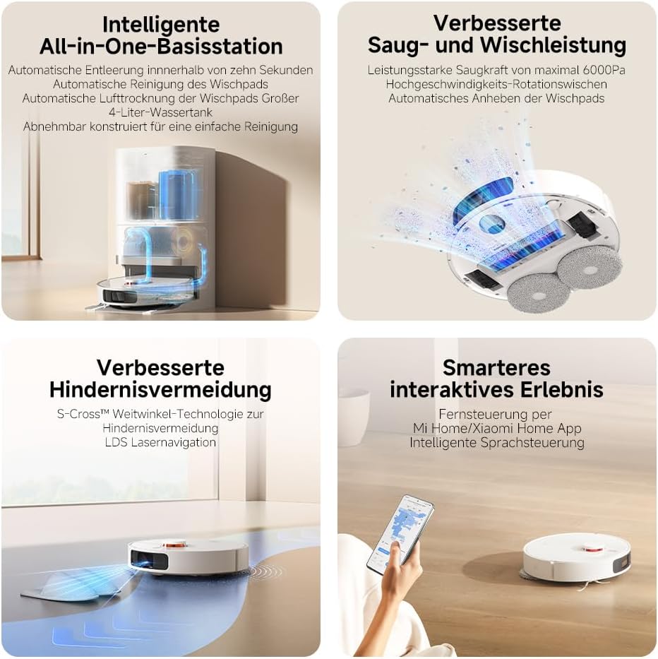 Xiaomi Robot Vacuum X20+ Saugroboter: 6000Pa, Absaugstation, Auto-Trocknung, LDS Navigation