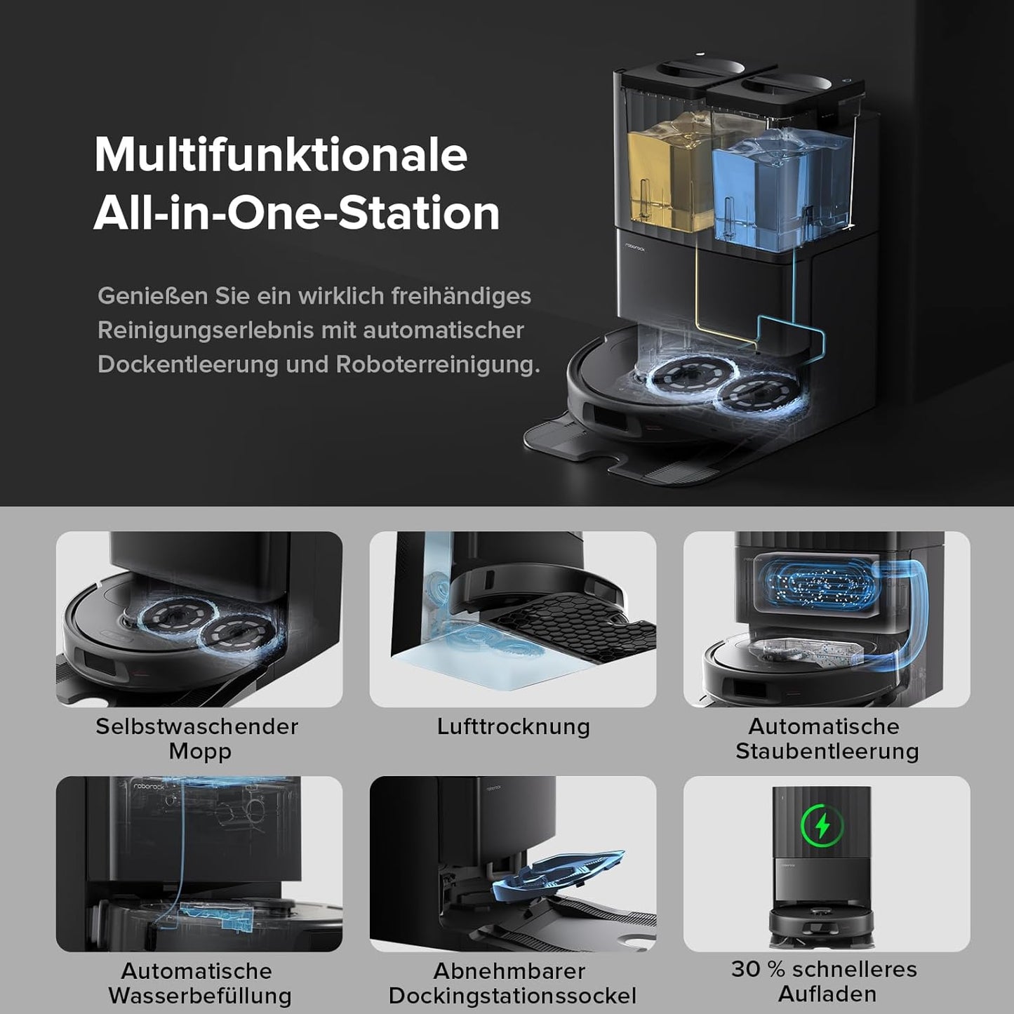 roborock Qrevo Saugroboter: 8000Pa Saugkraft, Hebemopp, All-in-One Dock