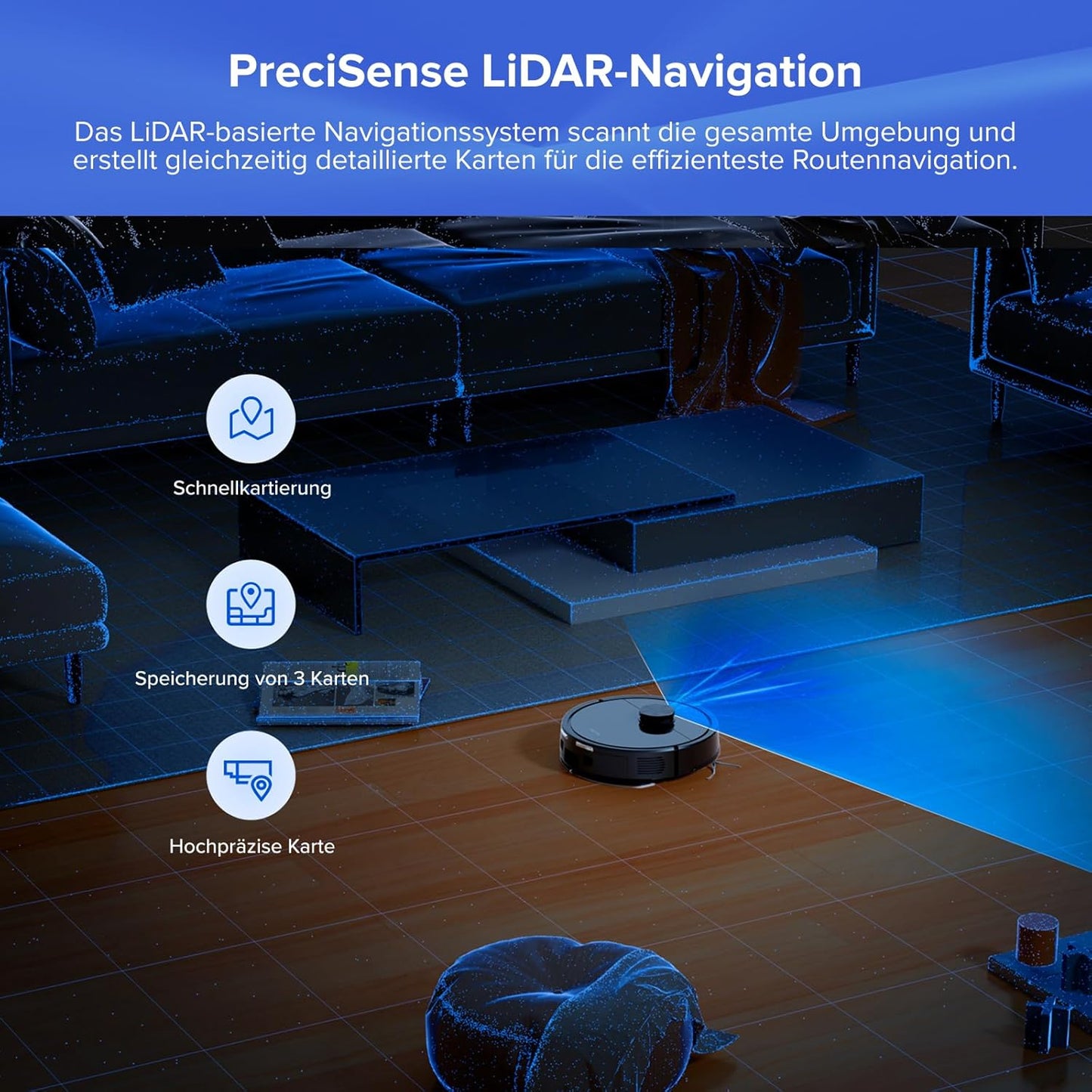 roborock Q7 L5+ Saugroboter Wischfunktion, Auto-Entleerung, 8000 Pa, LiDAR-Navigation