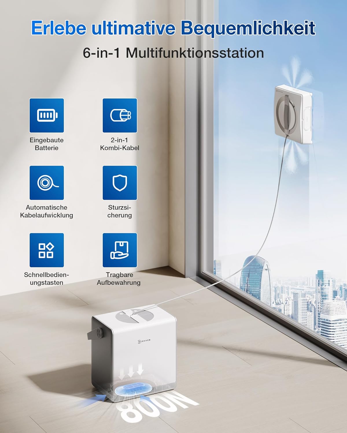 ECOVACS WINBOT W2 PRO Omni Intelligenter Fensterputzroboter mit 6-in-1 Station, Sprühdüsen