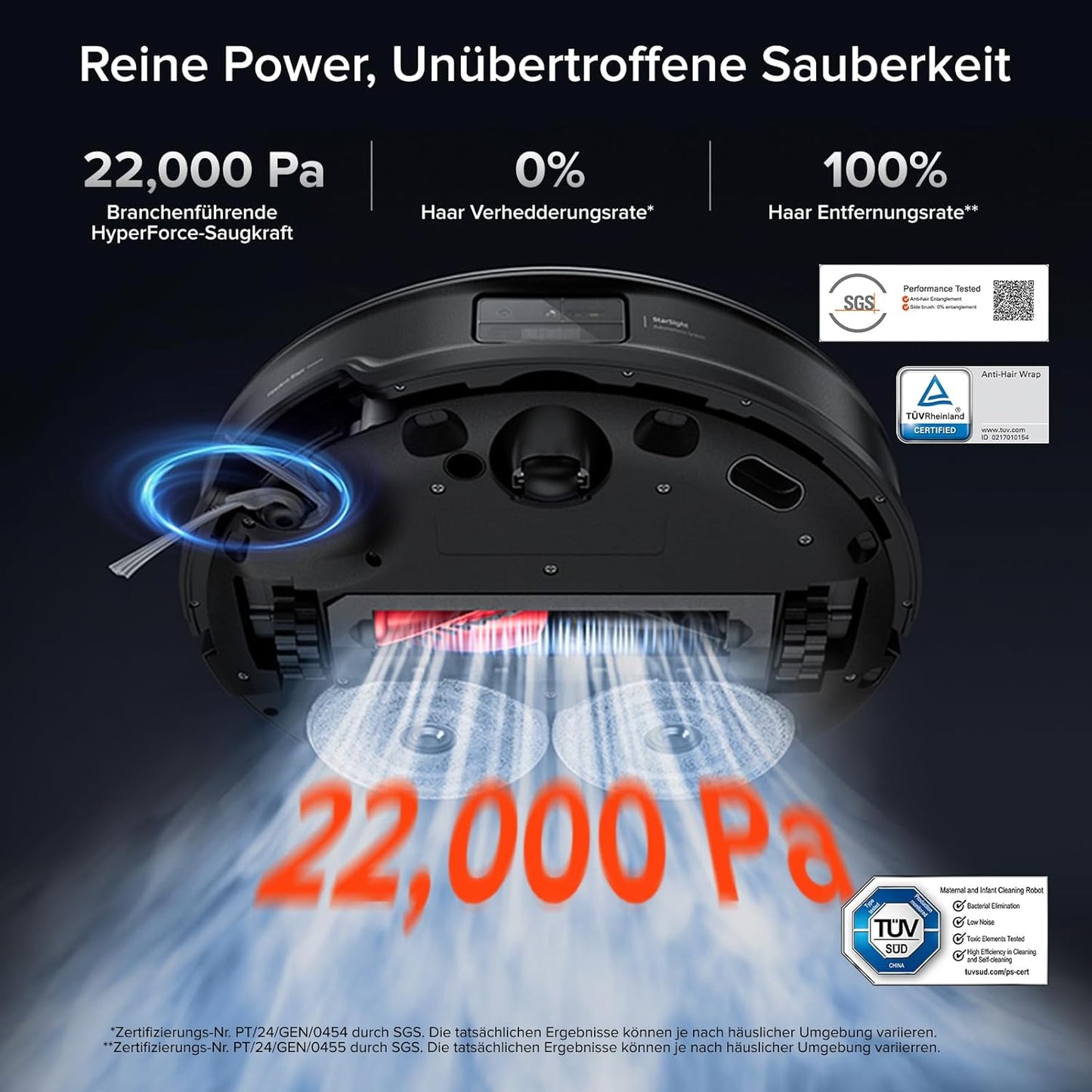 roborock Saros 10R Saugroboter mit Wischfunktion, ultraflach, StarSight 2.0, Zero-Tangle, Multifunktions-Dock