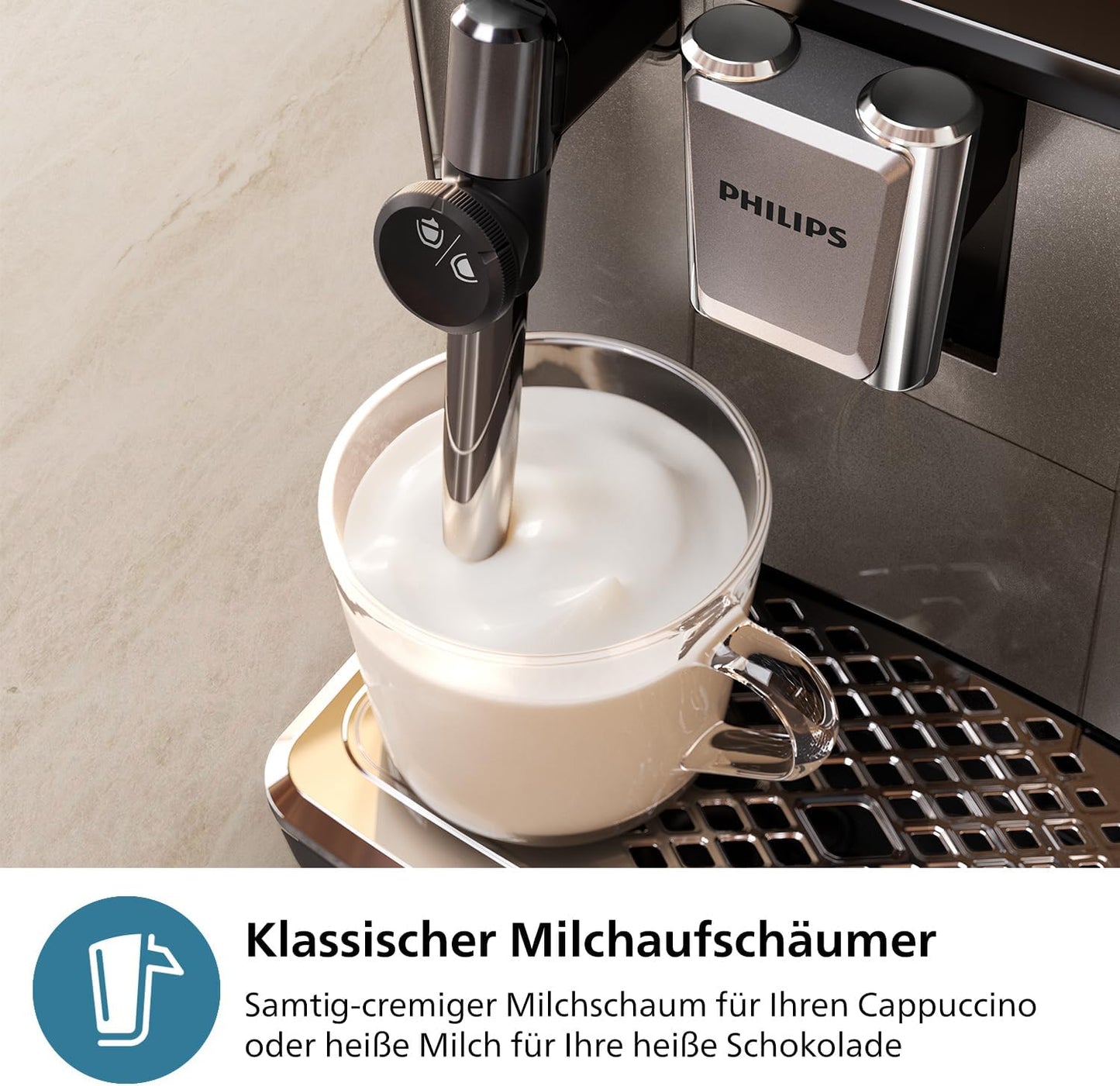 Philips 3300 Serie Kaffeevollautomat: 5 Getränke, Intuitive Touch-Bedienung, SilentBrew, Keramikmahlwerk, AquaClean