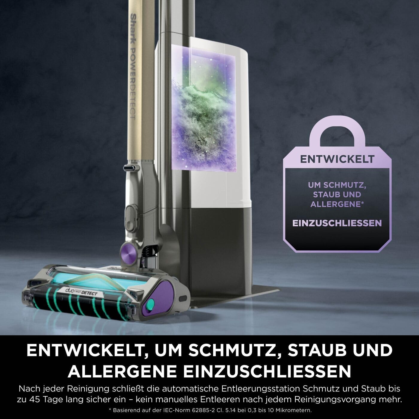 Shark PowerDetect Akku-Staubsauger: Auto-Entleerung, DuoClean Detect, Anti-Hair Wrap, Geruchsschutz, Grau