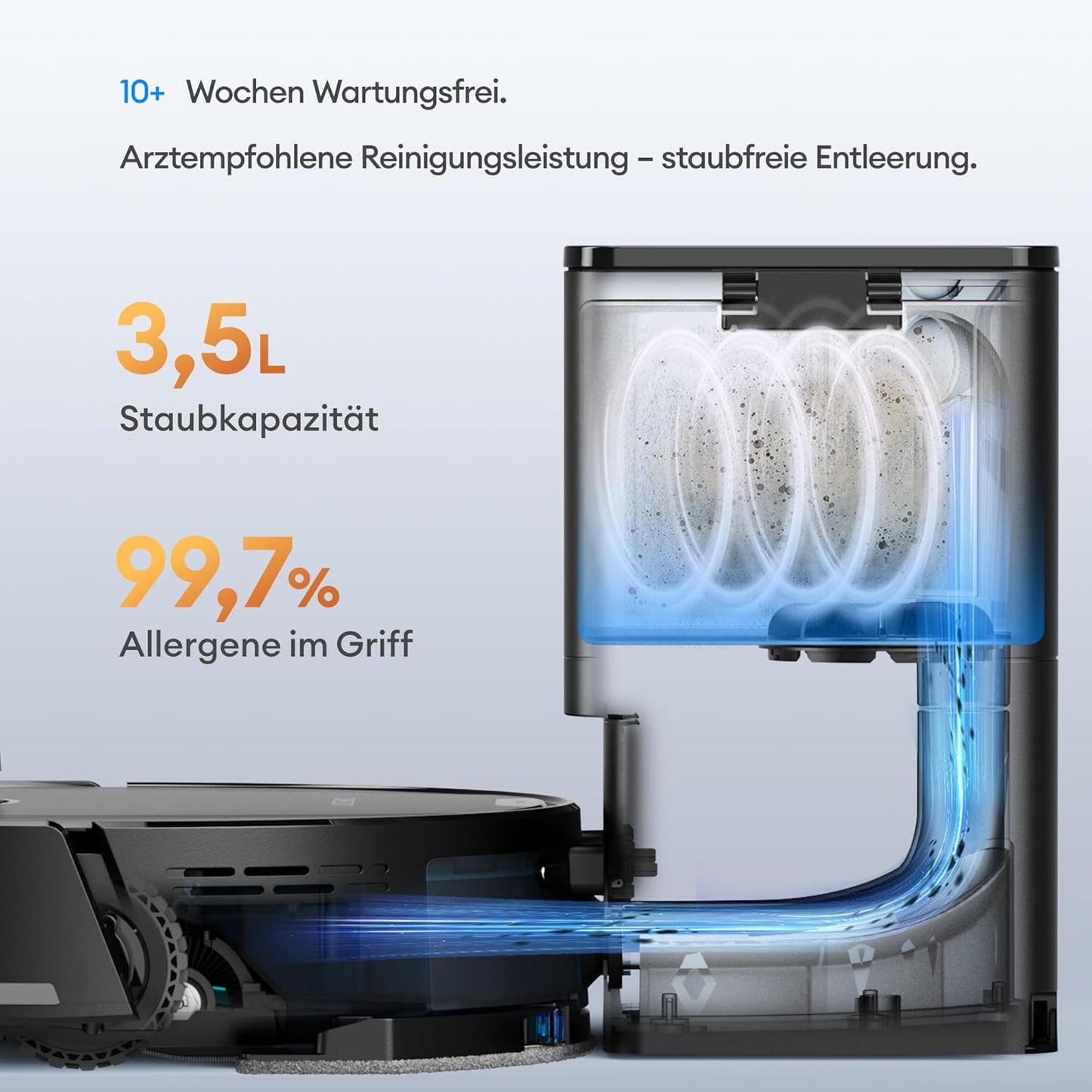 Ultenic T20 Pro Saugroboter mit Wischfunktion, 8000 Pa, AI-Navigation, Selbstreinigung, Tierhaare