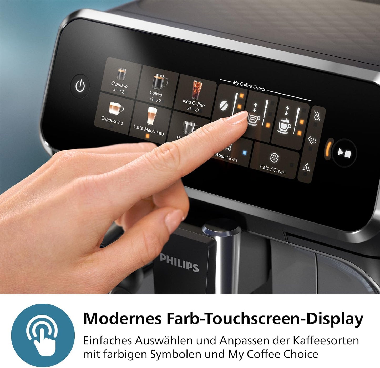 Philips 3300 Serie Kaffeevollautomat: 5 Getränke, Intuitive Touch-Bedienung, SilentBrew, Keramikmahlwerk, AquaClean