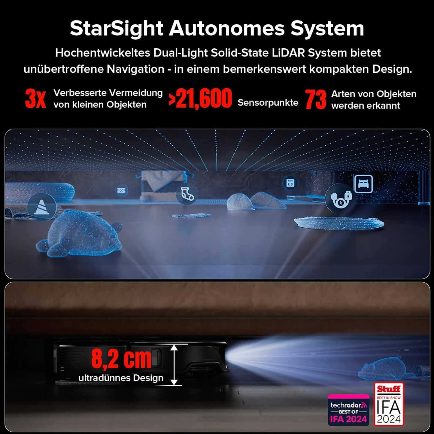 Roborock Qrevo Slim Saugroboter: Ultraflach, 11.000Pa, StarSight Navigation, 8-in-1 Dock