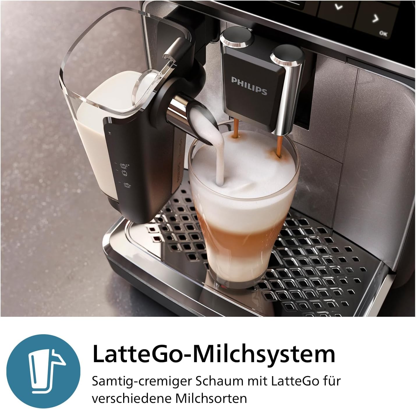 Philips 3300 Kaffeevollautomat LatteGo: Cremiger Milchschaum, Leise, Einfachste Reinigung