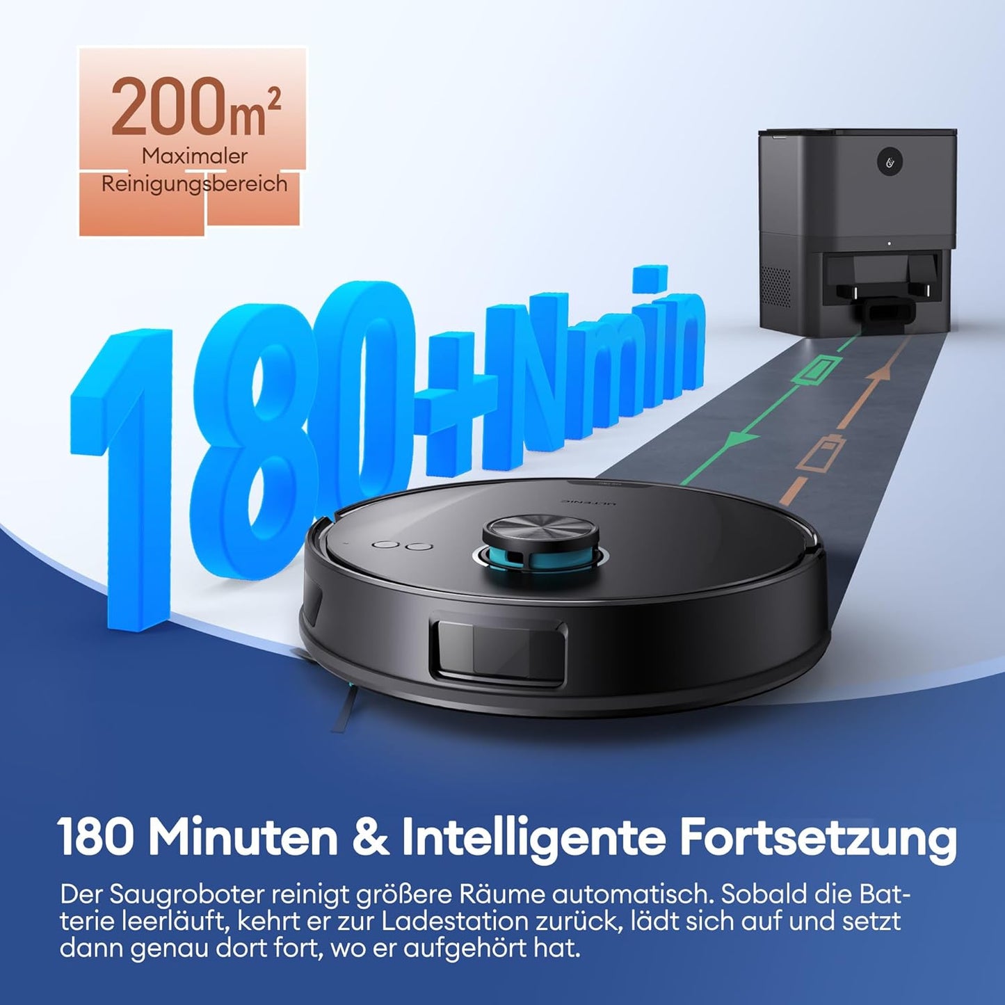 Ultenic T20 Pro Saugroboter mit Wischfunktion, 8000 Pa, AI-Navigation, Selbstreinigung, Tierhaare