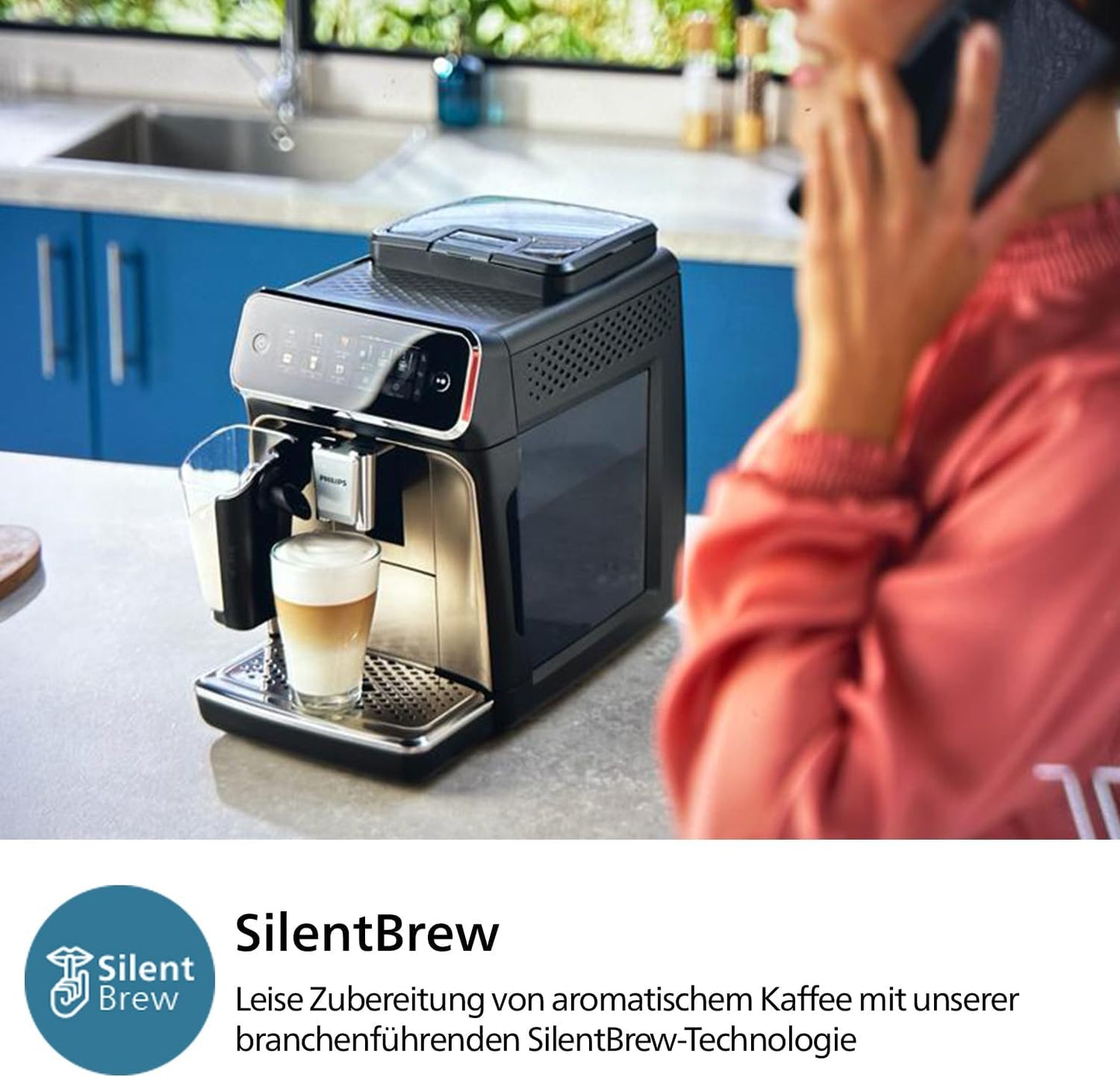 Philips 3300 Serie Kaffeevollautomat: 5 Getränke, Intuitive Touch-Bedienung, SilentBrew, Keramikmahlwerk, AquaClean