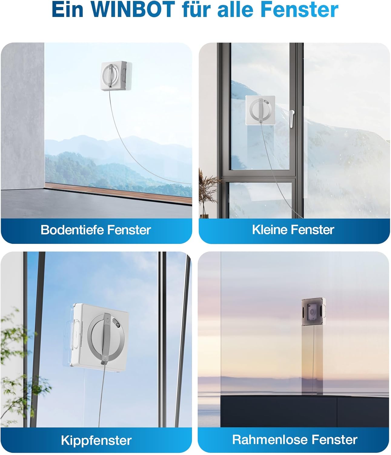 ECOVACS WINBOT W2 Intelligenter Fensterputzroboter mit Dreifachdüsen & 10-Stufen-Schutz