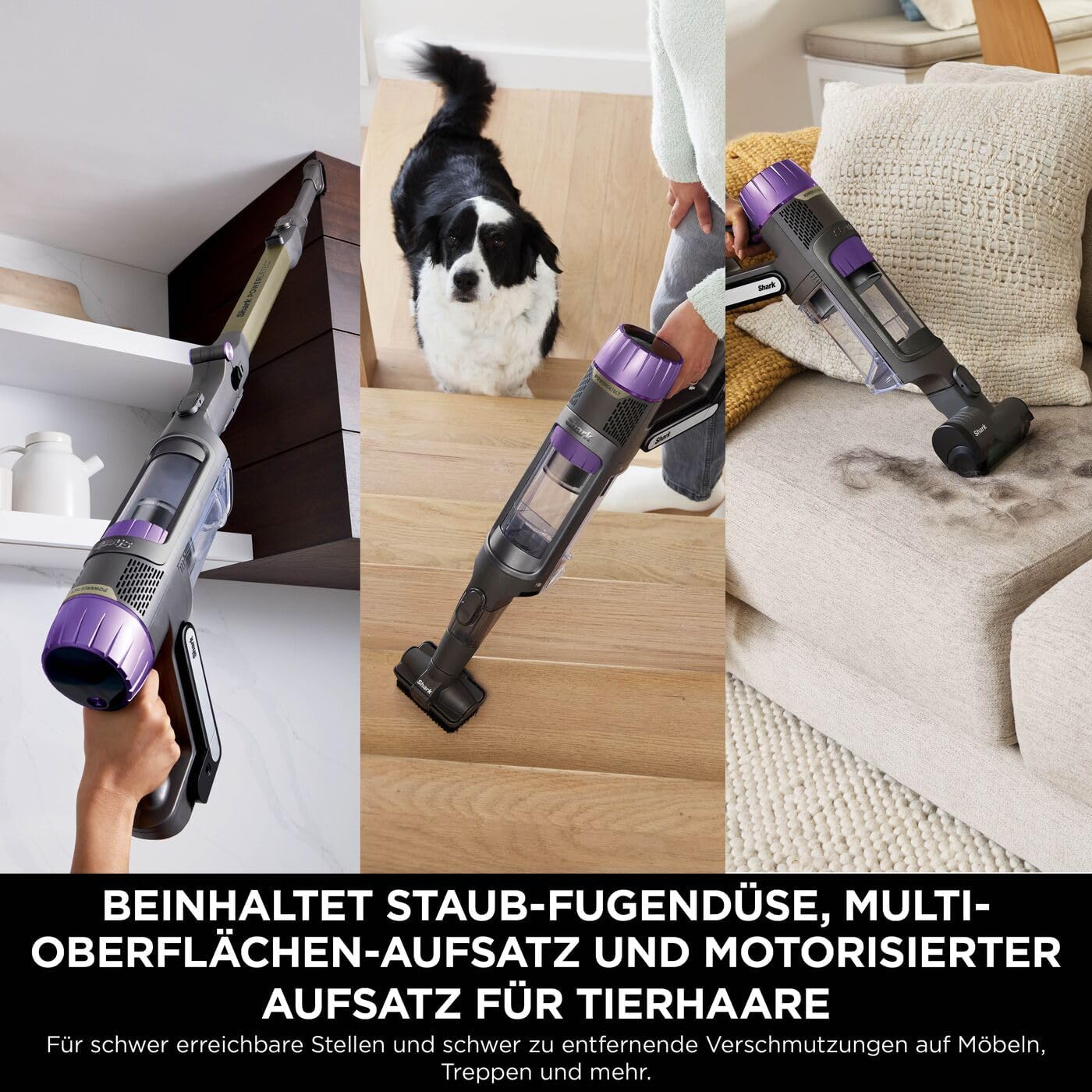 Shark PowerDetect Akku-Staubsauger: Auto-Entleerung, DuoClean Detect, Anti-Hair Wrap, Geruchsschutz, Grau