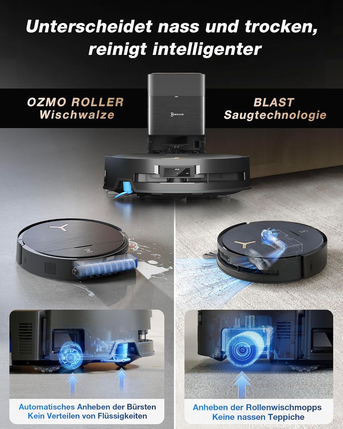 ECOVACS DEEBOT X9 PRO Omni: Intelligenter Saug-Wisch-Roboter, 16.600 Pa, Heißwasser-Moppwäsche.