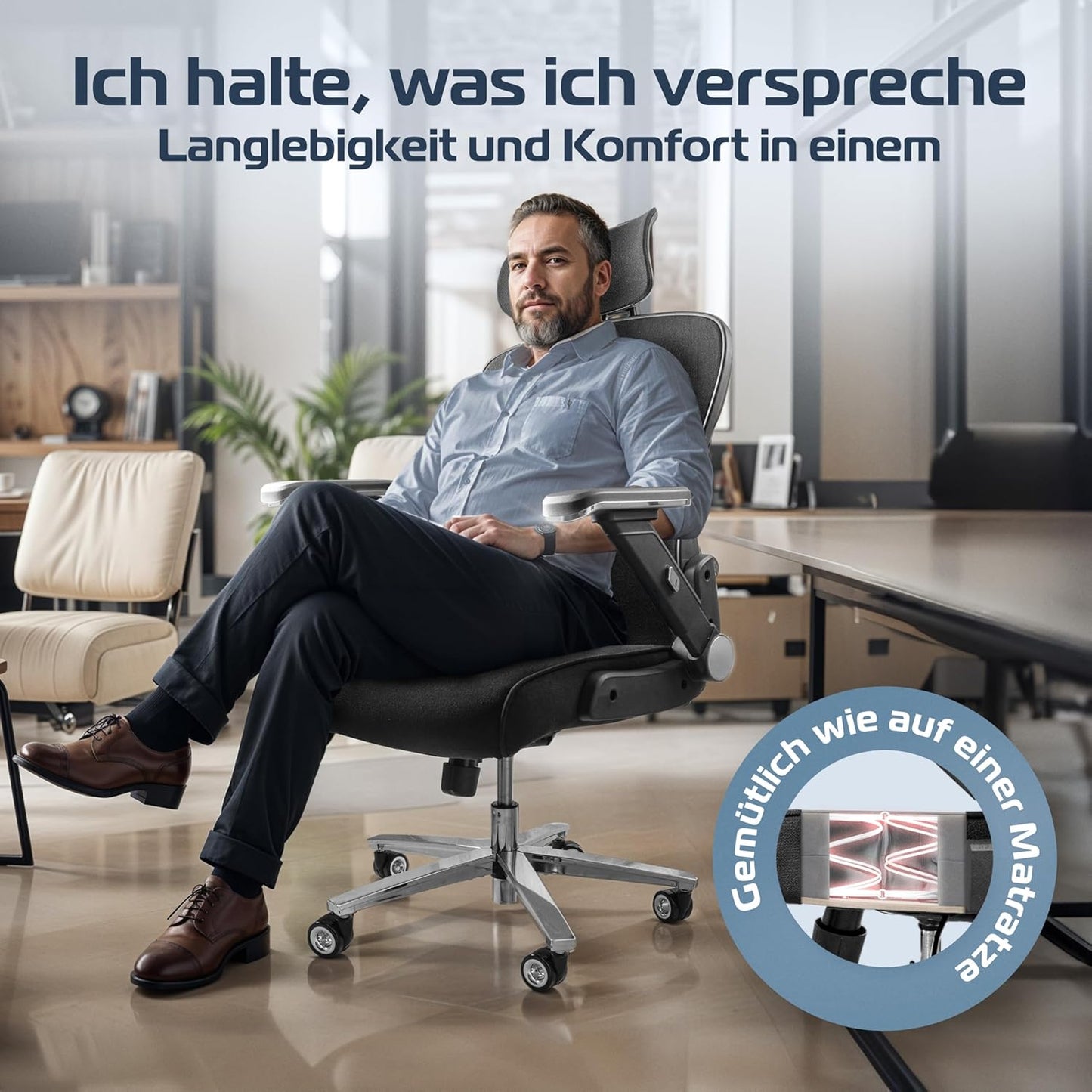 CLOUVOU PowerSeat Testsieger Ergonomischer Bürostuhl – Voll Anpassbar, Gaming, 200 kg