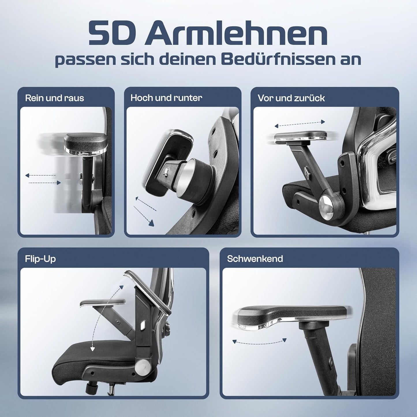 CLOUVOU PowerSeat Testsieger Ergonomischer Bürostuhl – Voll Anpassbar, Gaming, 200 kg