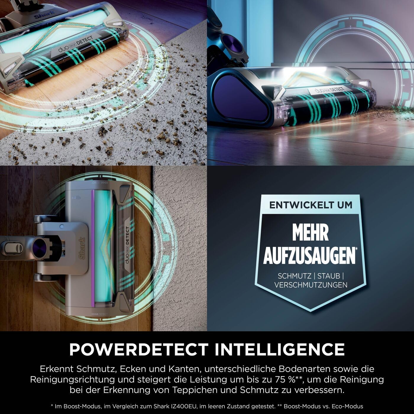 Shark PowerDetect Akku-Staubsauger: Auto-Entleerung, DuoClean Detect, Anti-Hair Wrap, Geruchsschutz, Grau