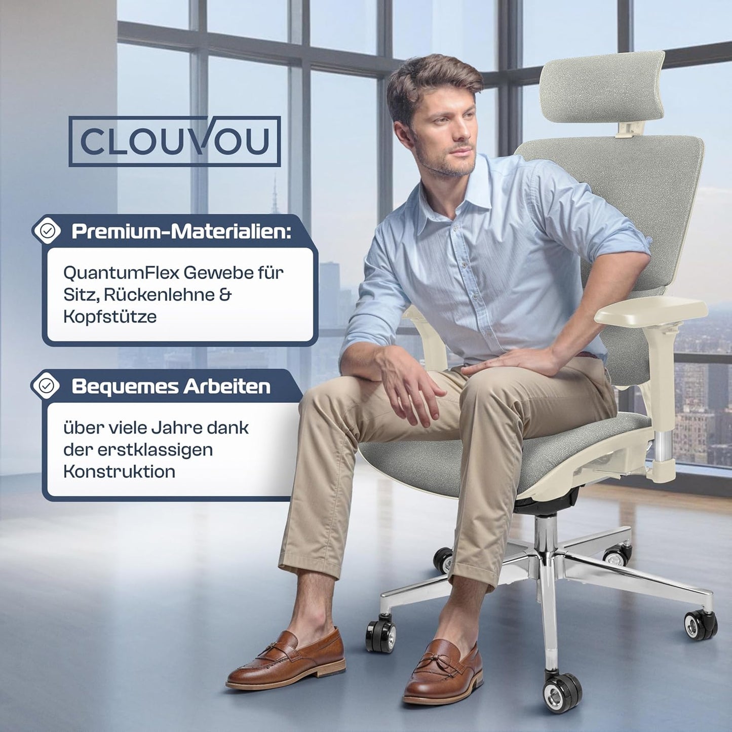 CLOUVOU MasterSeat Ergonomischer Bürostuhl: Testsieger, Individuell Anpassbar, Home Office & Gaming Stuhl