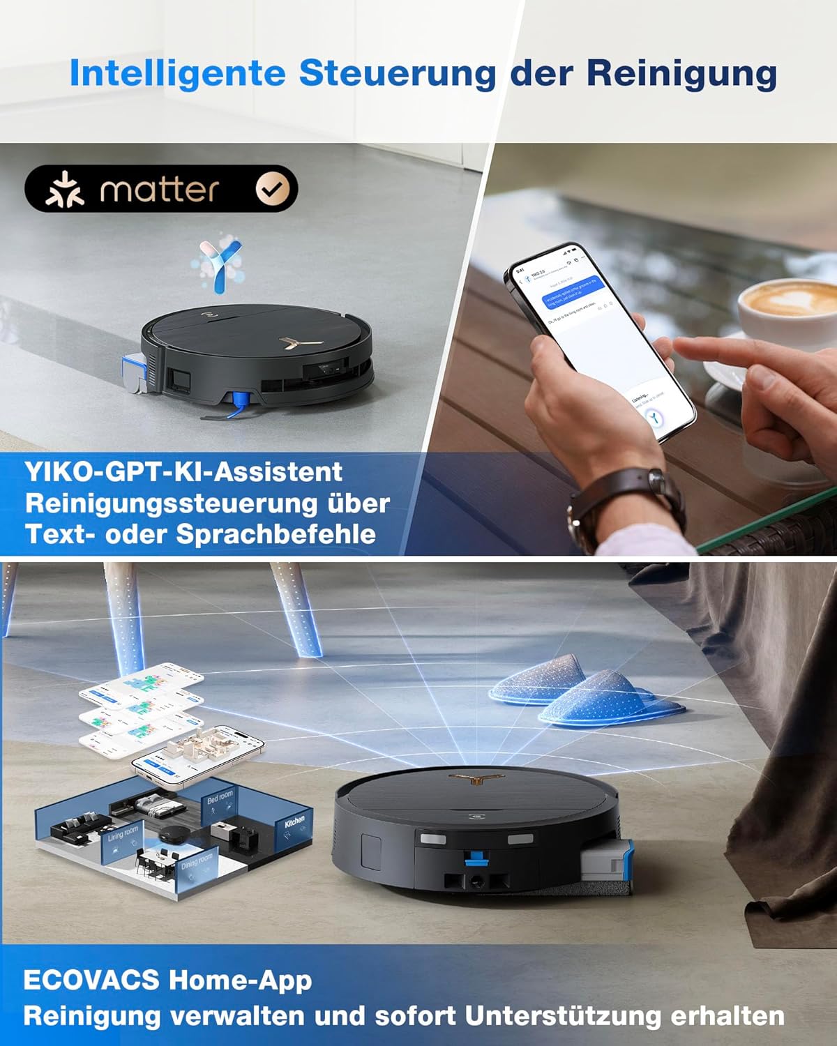 ECOVACS DEEBOT X9 PRO Omni: Intelligenter Saug-Wisch-Roboter, 16.600 Pa, Heißwasser-Moppwäsche.