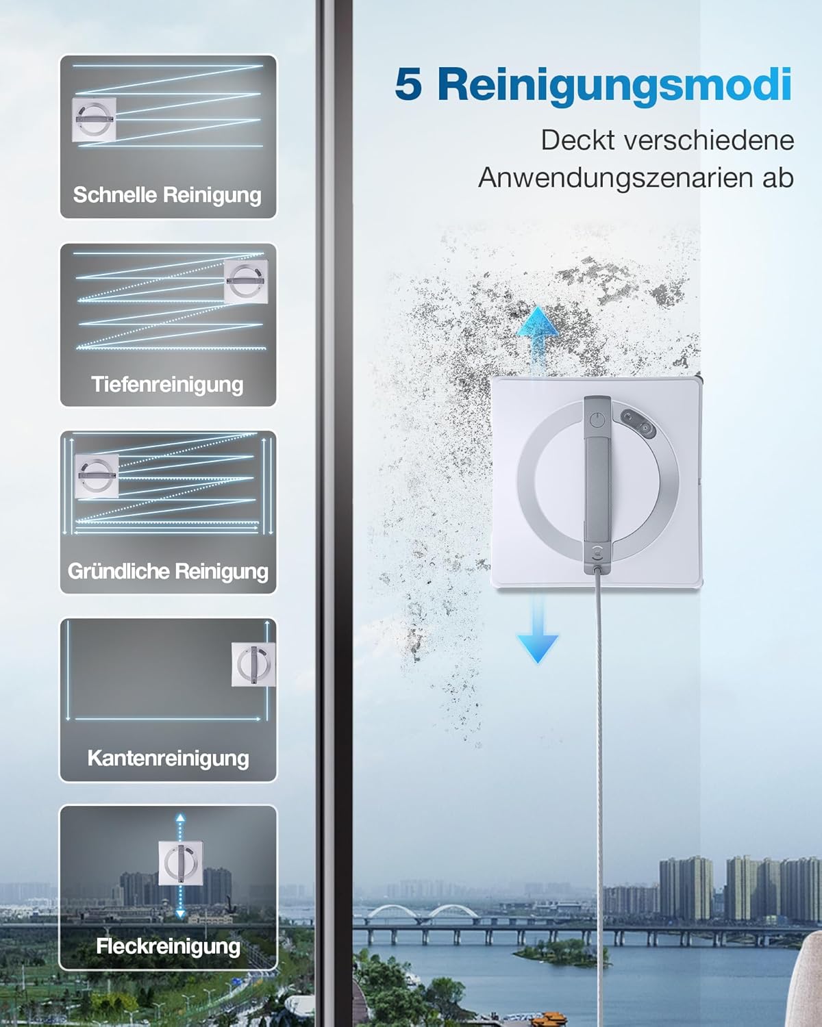 ECOVACS WINBOT W2 Intelligenter Fensterputzroboter mit Dreifachdüsen & 10-Stufen-Schutz