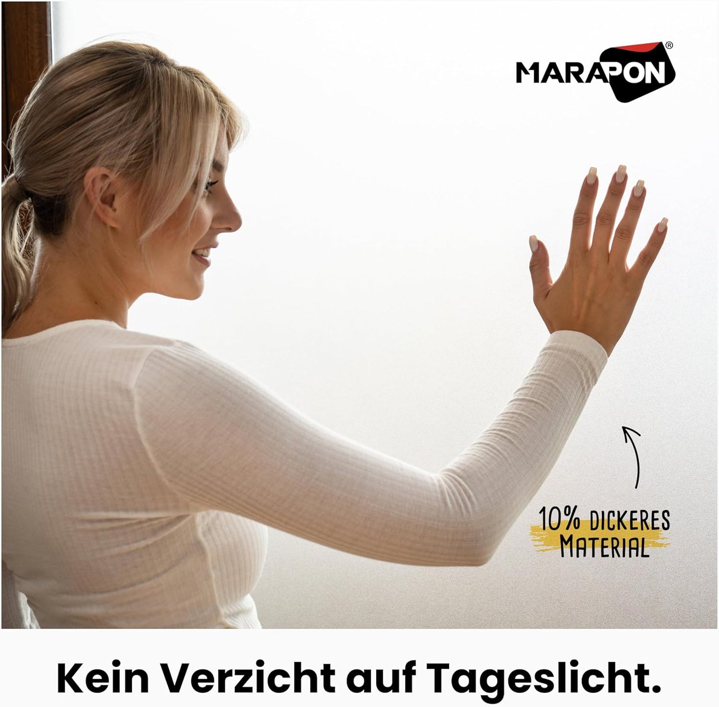 MARAPON® Matt Blickdichte Fensterfolie – Selbsthaftend für Privatsphäre, UV-Schutz, Milchglas-Effekt