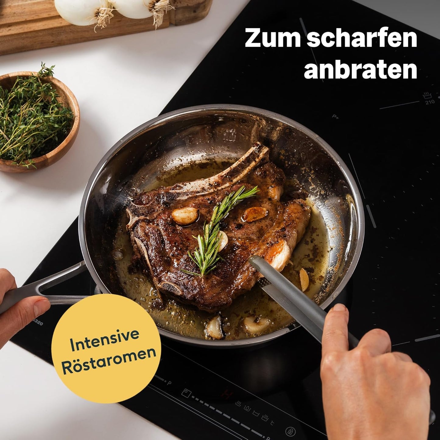 SILBERTHAL Profi Edelstahlpfannen Set 6-teilig 28cm – Induktion, Antihaft & Pur