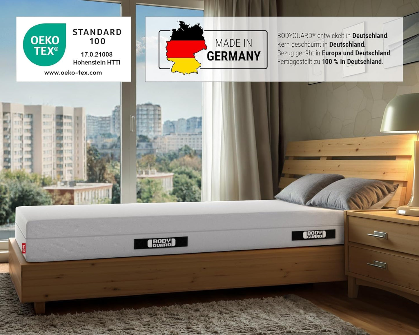Bodyguard bett1 Anti-Kartell-Matratze: Ergonomischer QXSchaum, 2in1 Härte, Oeko-Tex, Waschbarer Bezug – Bester Schlaf!