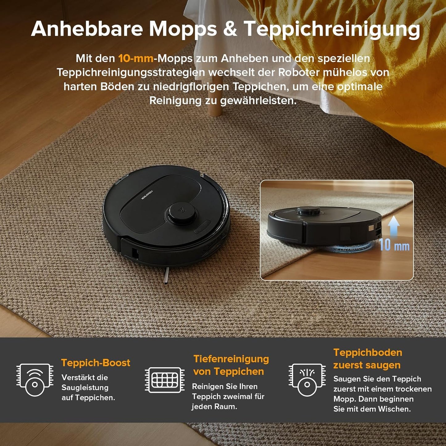roborock Qrevo Saugroboter: 8000Pa Saugkraft, Hebemopp, All-in-One Dock