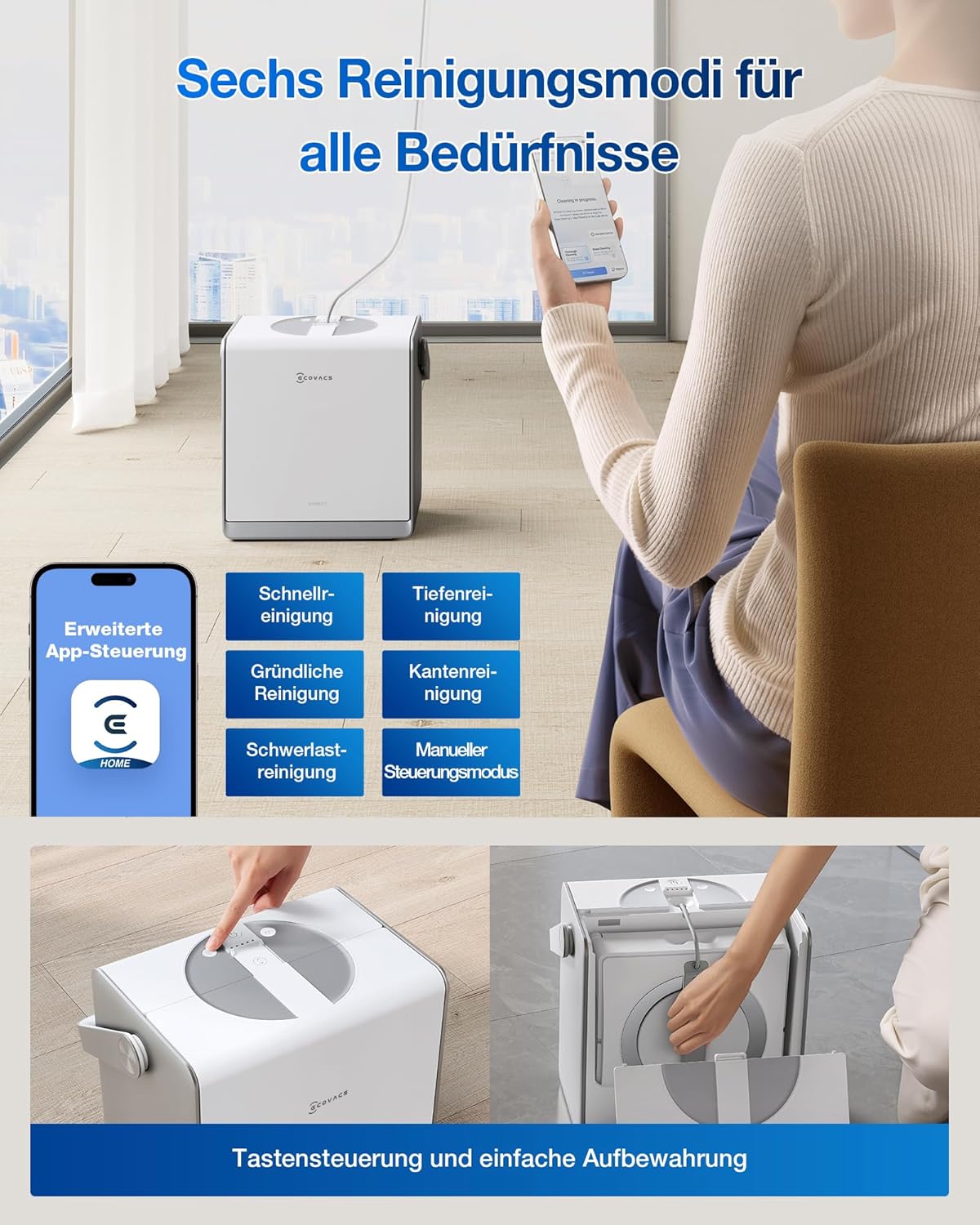 ECOVACS WINBOT W2 PRO Omni Intelligenter Fensterputzroboter mit 6-in-1 Station, Sprühdüsen