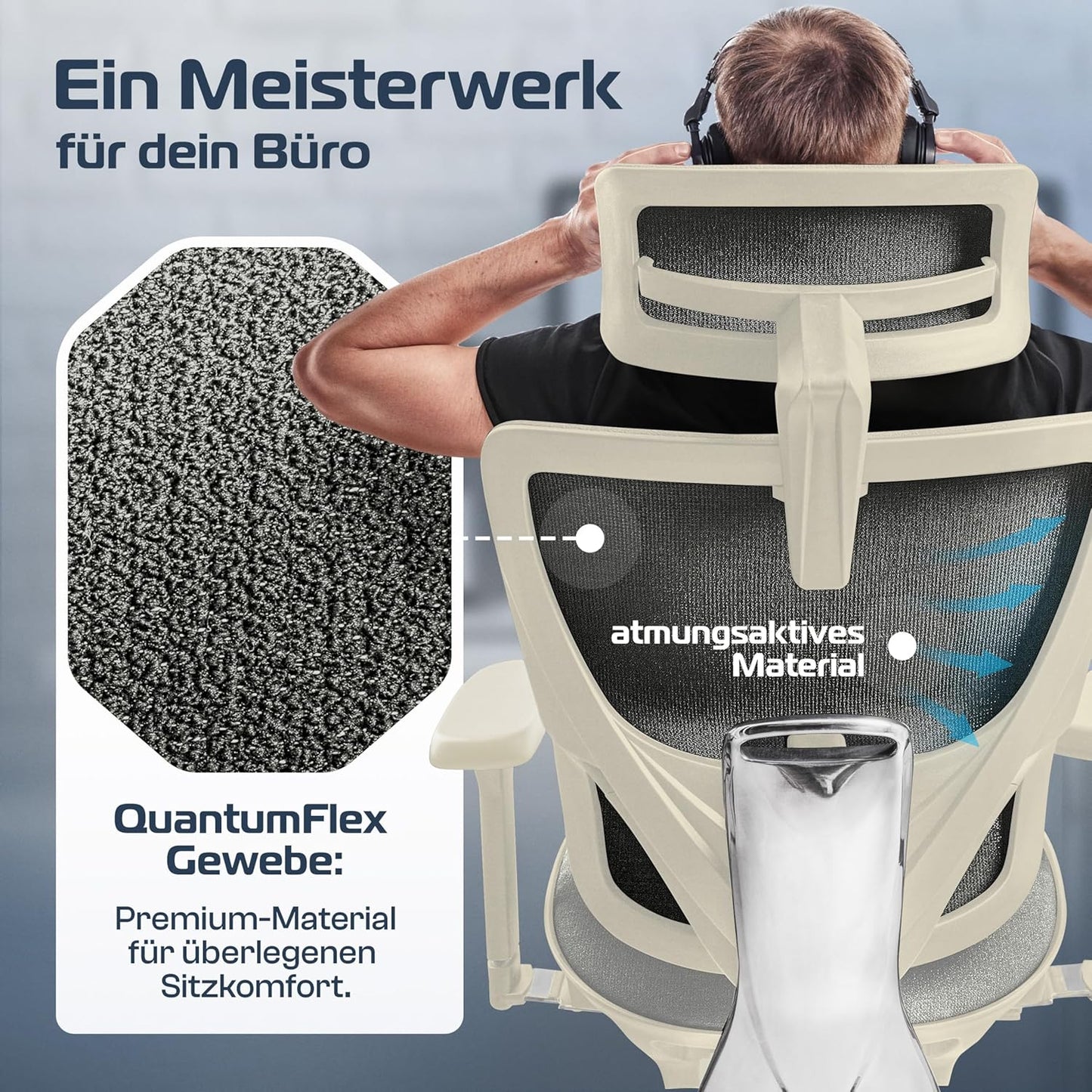 CLOUVOU MasterSeat Ergonomischer Bürostuhl: Testsieger, Individuell Anpassbar, Home Office & Gaming Stuhl