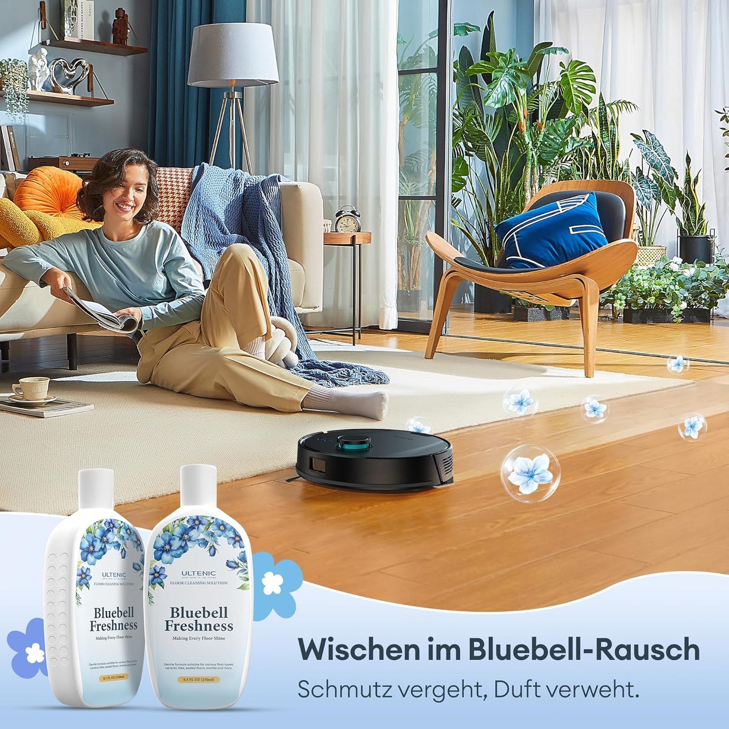 Ultenic T20 Pro Saugroboter mit Wischfunktion, 8000 Pa, AI-Navigation, Selbstreinigung, Tierhaare