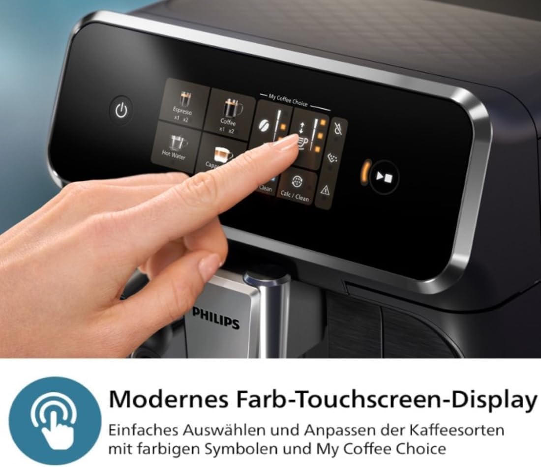 Philips 2300 Kaffeevollautomat: 4 Getränke, LatteGo, SilentBrew, Keramikmahlwerk, AquaClean Mattschwarz