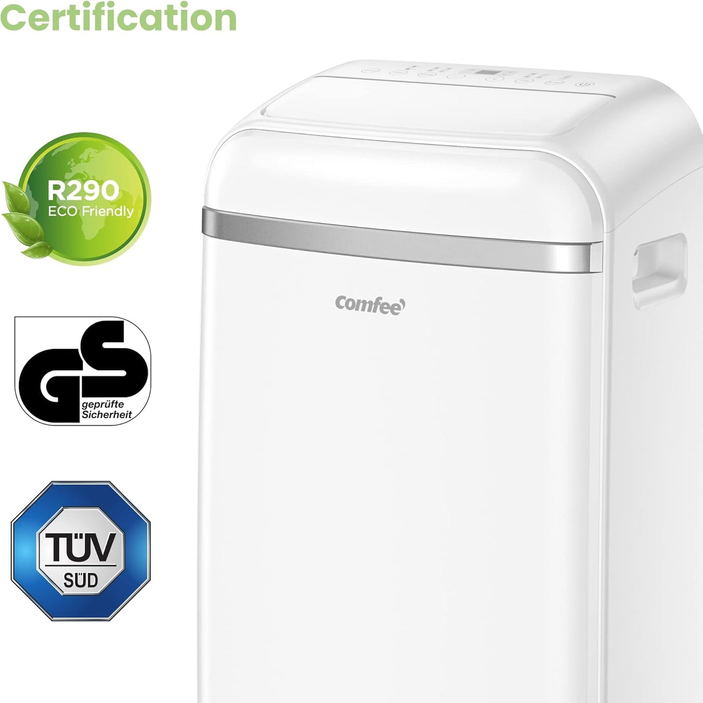Comfee Mobiles Klimagerät Pro 10000 BTU 3-in-1: Effiziente Raumkühlung, Entfeuchtung, Ventilation
