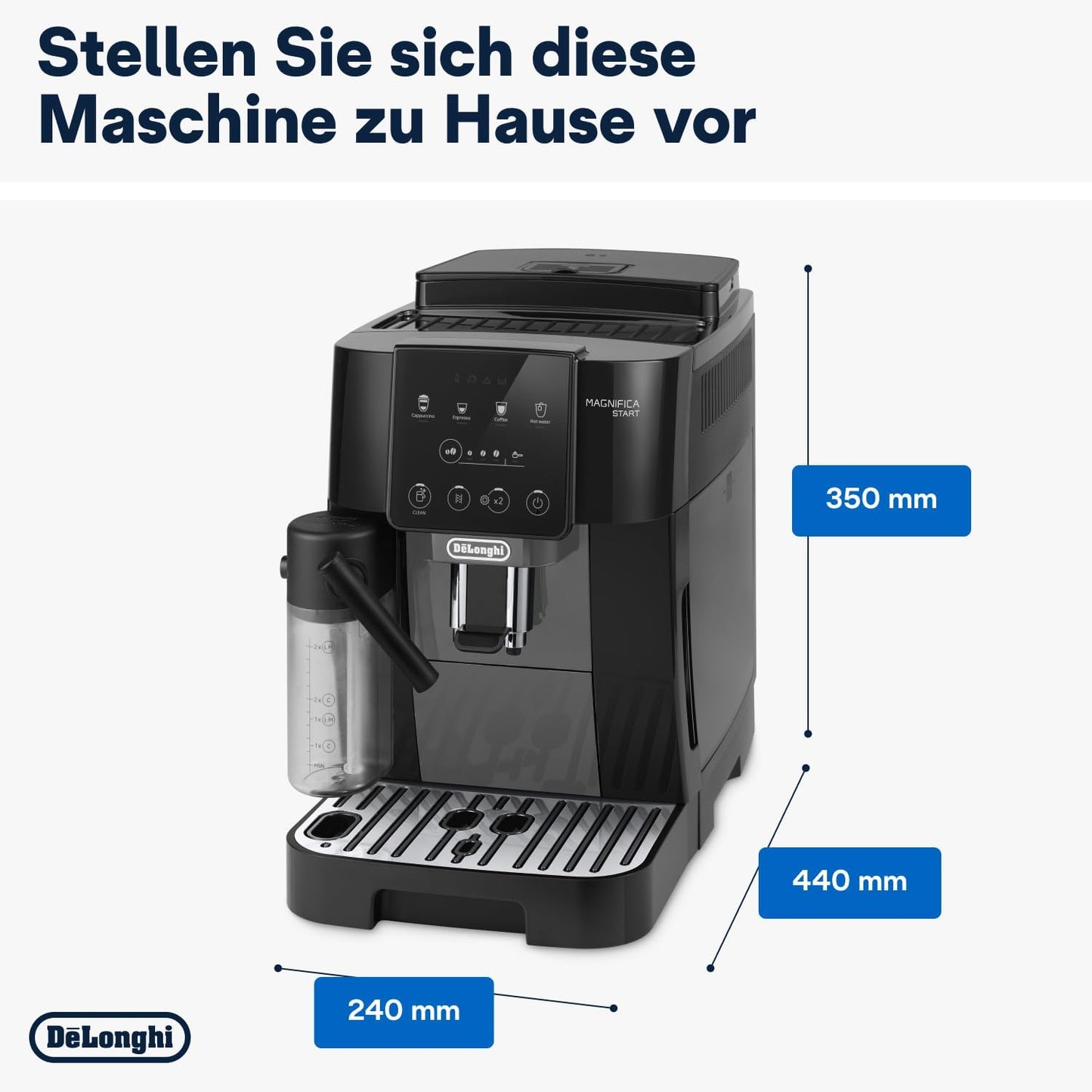 De'Longhi Magnifica Start ECAM222.60.BG Kaffeevollautomat, LatteCrema Milchsystem, Soft-Touch Bedienfeld, x2-Funktion
