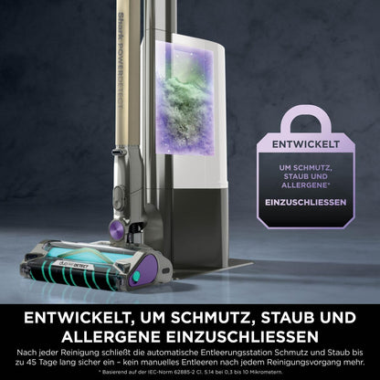 Shark PowerDetect Akku-Staubsauger: Auto-Entleerung, DuoClean Detect, Anti-Hair Wrap, Geruchsschutz, Grau