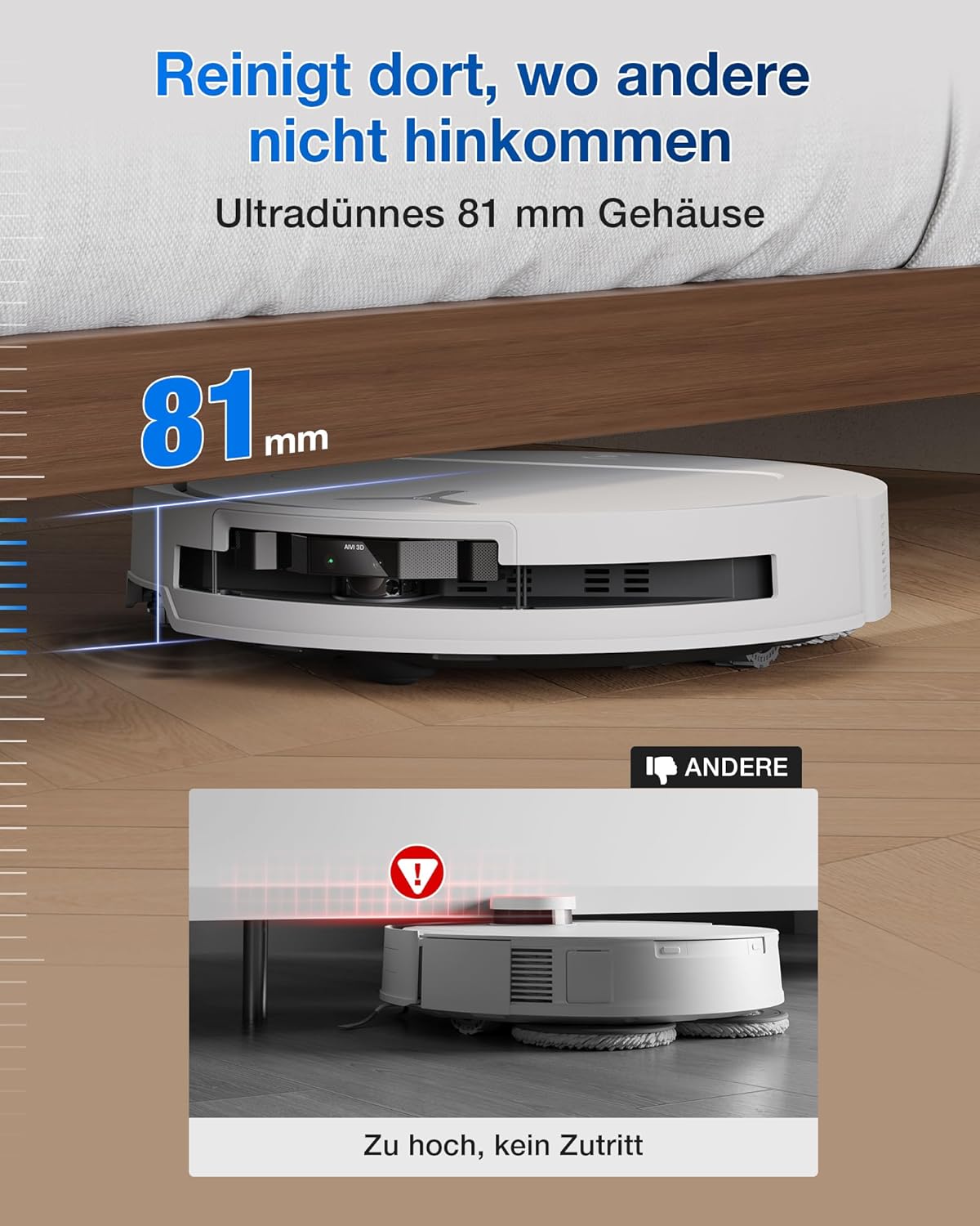 ECOVACS DEEBOT T50 Omni Gen2 Saugroboter: 21.000 Pa, Wischfunktion, ZeroTangle, All-in-One Station, Weiß