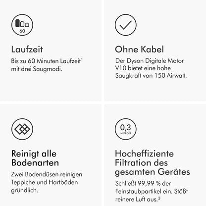 Dyson V10 Absolute Kabelloser Staubsauger: Leistungsstark, Vielseitig, Haar-Entwirrend, für Jedes Zuhause
