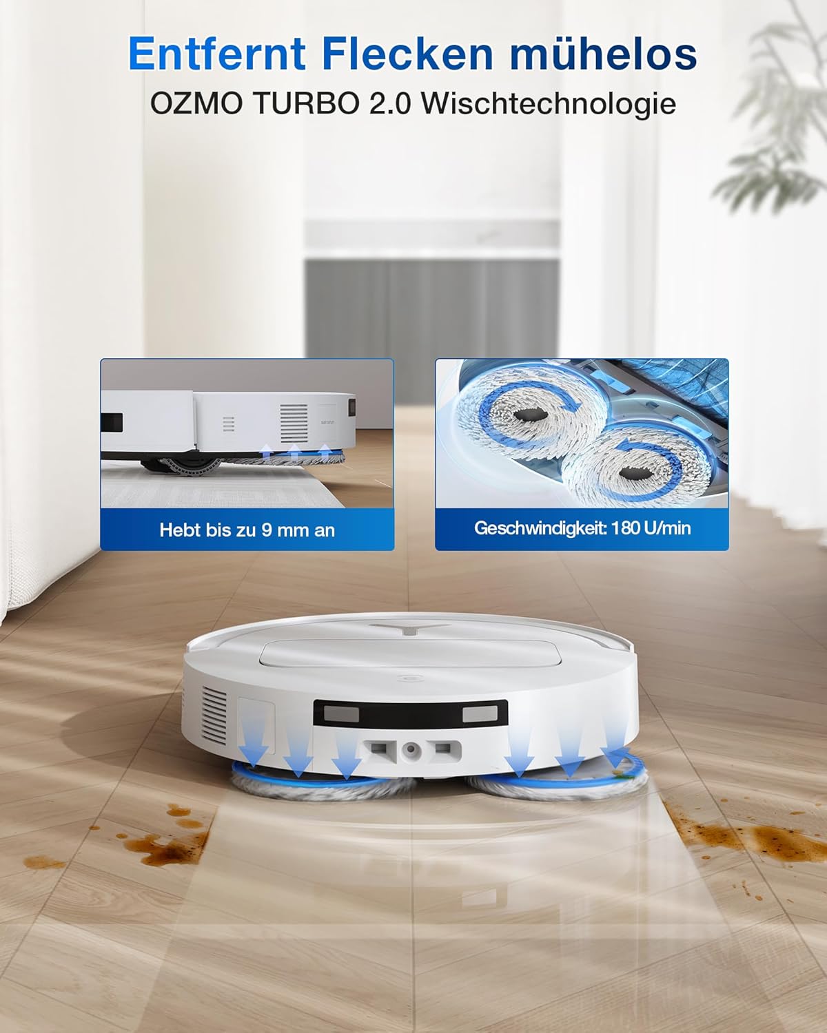 ECOVACS DEEBOT T50 Omni Gen2 Saugroboter: 21.000 Pa, Wischfunktion, ZeroTangle, All-in-One Station, Weiß