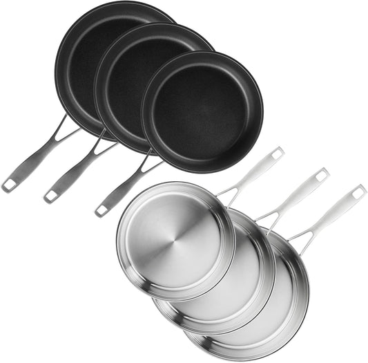SILBERTHAL Profi Edelstahlpfannen Set 6-teilig 28cm – Induktion, Antihaft & Pur